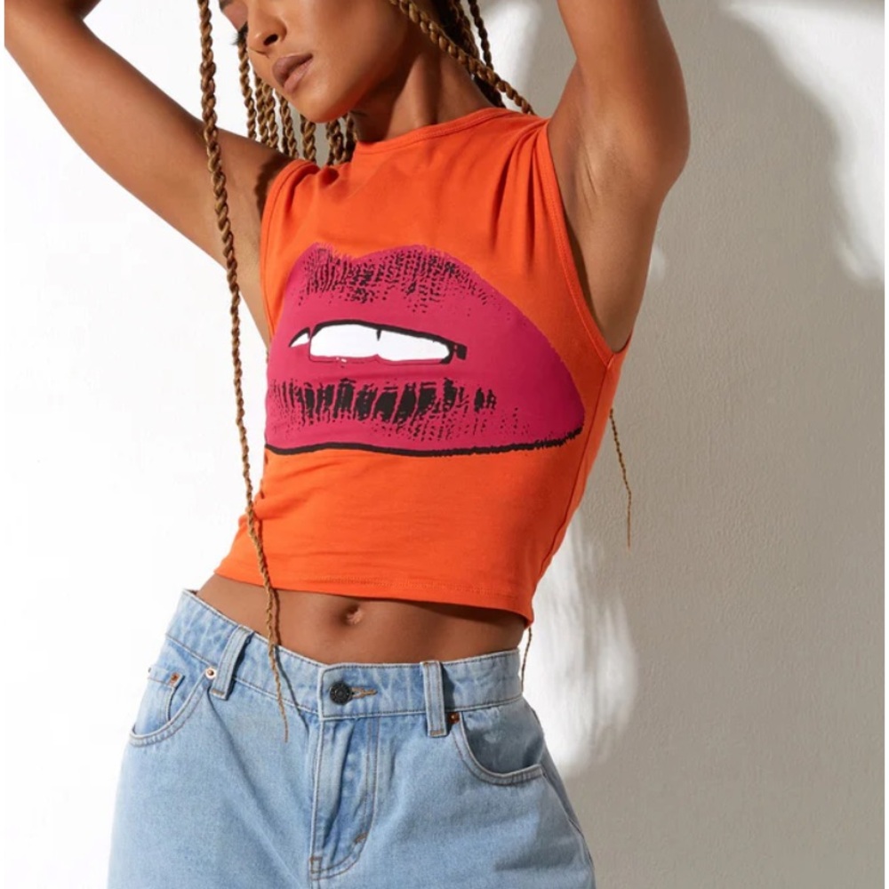 Motel Monlo Top Aperol Spritz orange lips